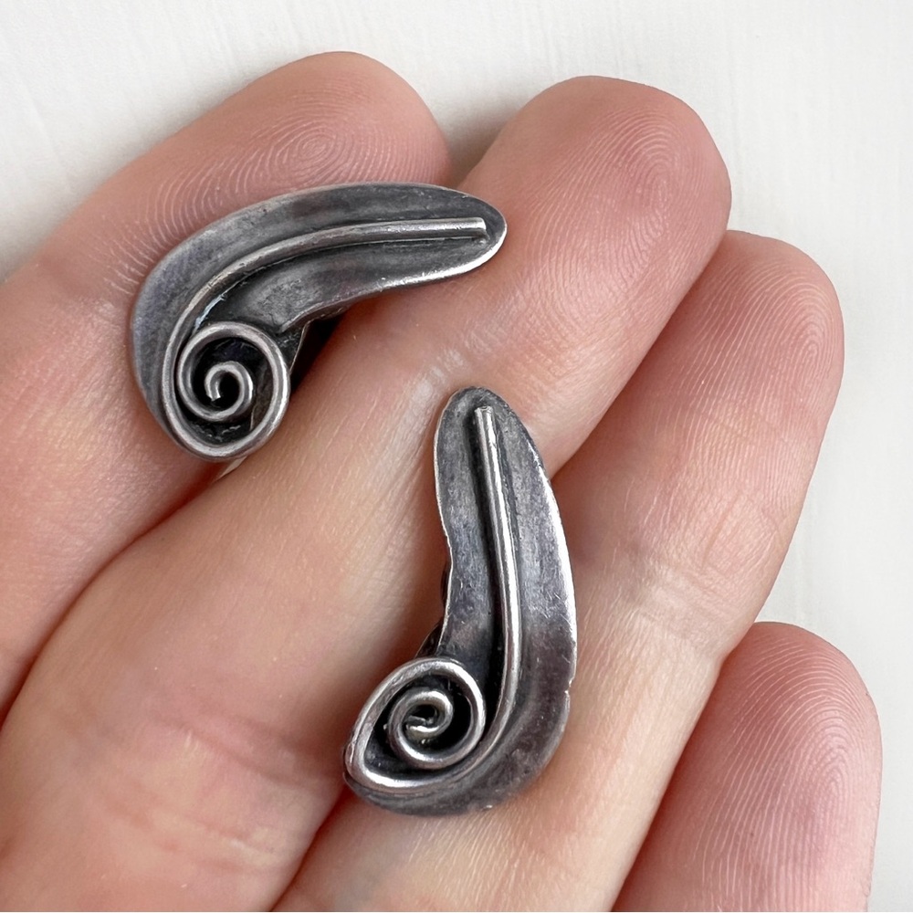 1950s 1960s VINTAGE Sterling Silver Abstract Boho Mid Century Screw Earrings